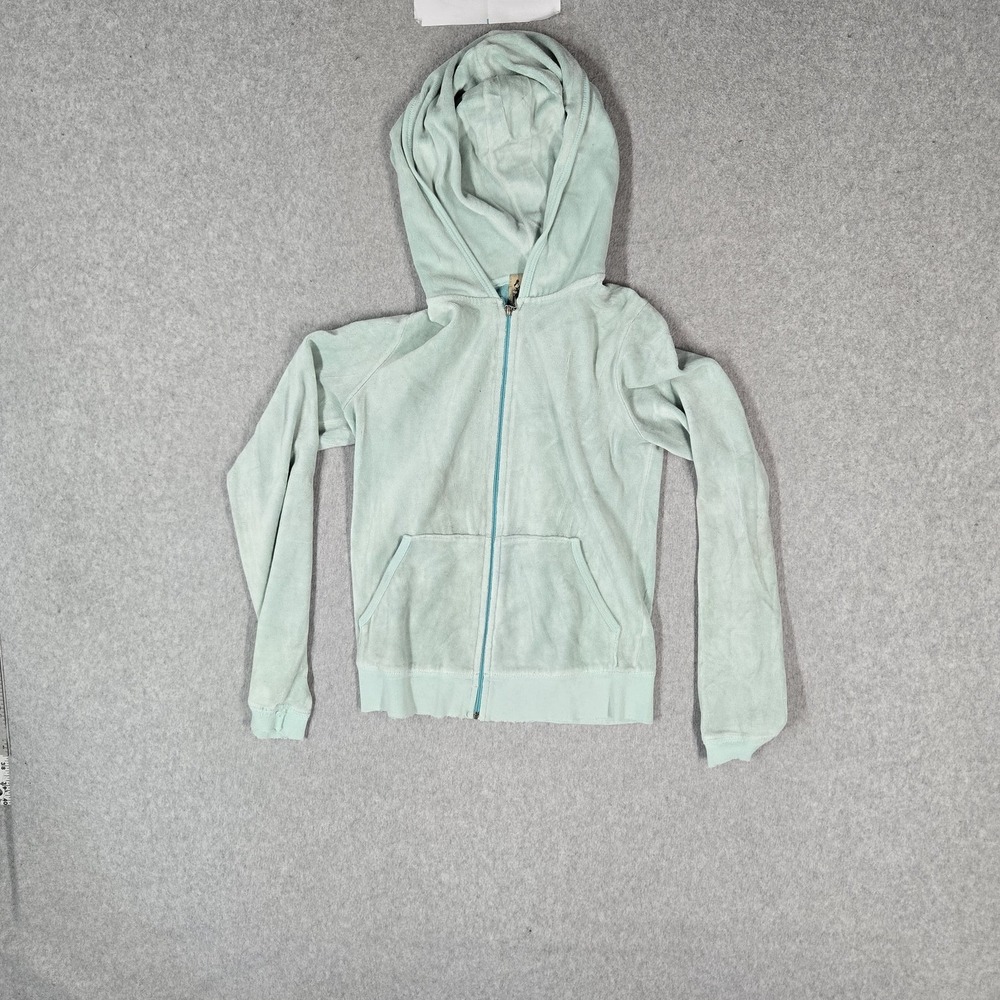 Juicy Couture Women Hoodie MEDIUM Mint Green Velour READ